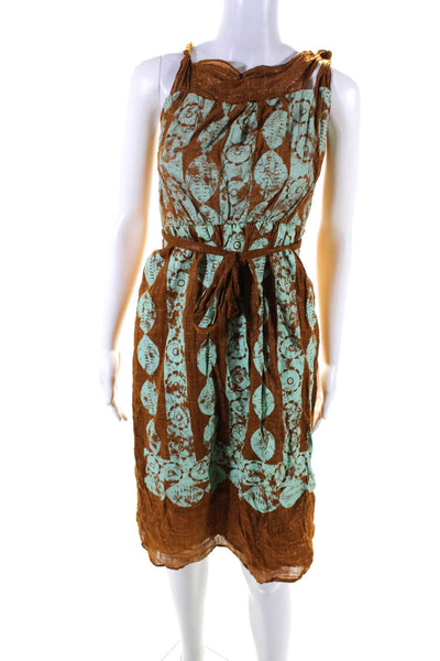 Twelfth Street by Cynthia Vincent Womens Belted Sun Dress Brown Blue Size 6