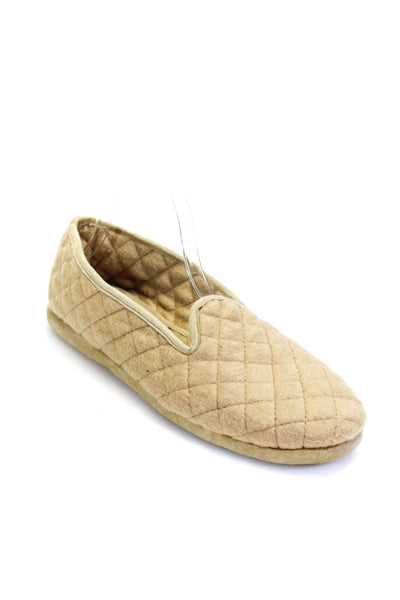 Loro Piana Mens Quilted Slide On Casual Slipper Shoes Beige Size 46