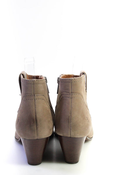 Frye Womens Leather Side Zipped Slip-On Cuban Heels Ankle Booties Brown Size 6.5