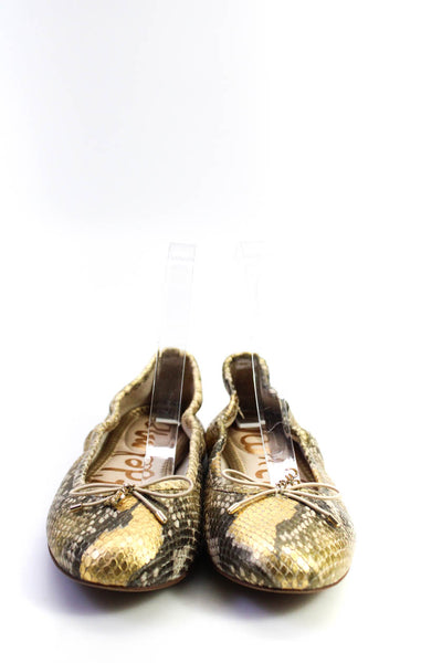 Sam Edelman Womens Metallic Animal Print Bow Tied Medallion Flats Gold Size 7