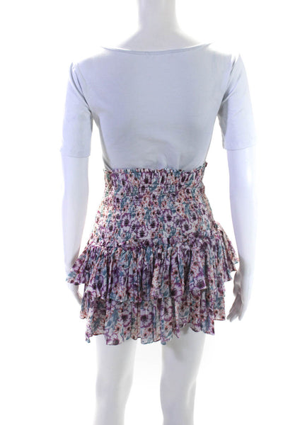 Etoile Isabel Marant Womens Floral Smock Drop Waist Mini Skirt Blue Purple FR 38