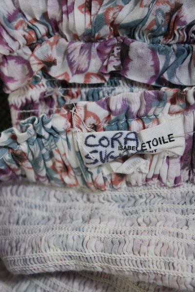 Etoile Isabel Marant Womens Floral Smock Drop Waist Mini Skirt Blue Purple FR 38