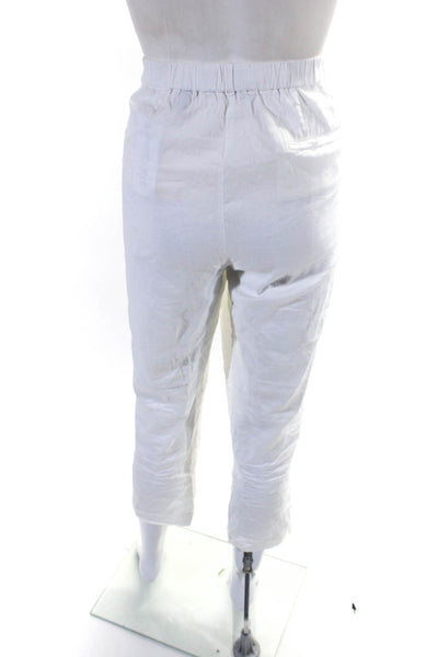 Theory Womens Linen Pull On High Rise Slim Leg Pants White Size 12
