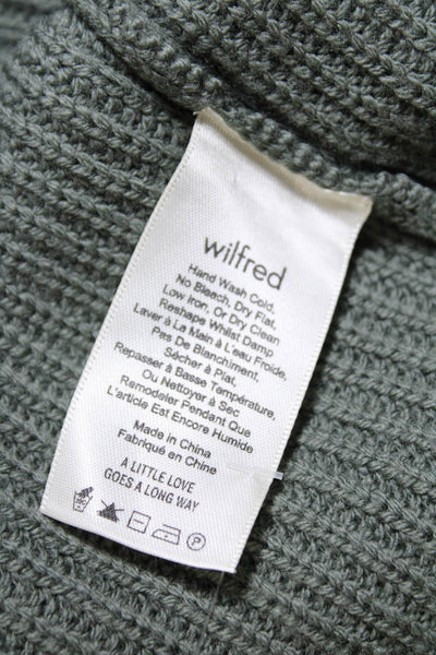 Wilfred Womens Pullover Scalloped Crew Neck Ribbed Sweater Green Wool Size Small