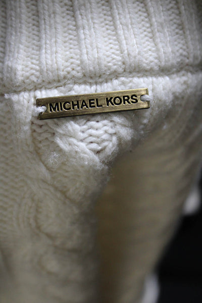 Michael Michael Kors Womens Cable Knit Chain-Link Sweater White Size Extra Small