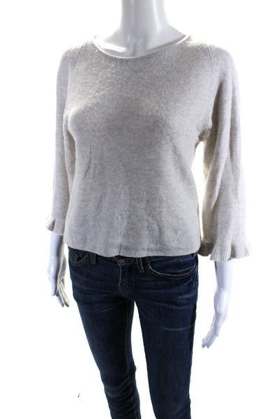 Autumn Cashmere Womens 3/4 Sleeve Scoop Neck Cashmere Sweater Gray Size XS