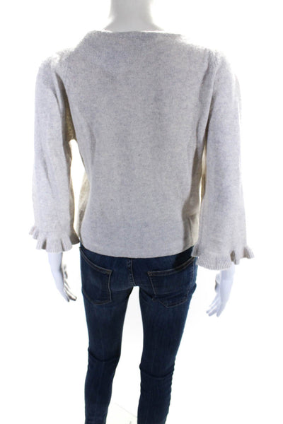 Autumn Cashmere Womens 3/4 Sleeve Scoop Neck Cashmere Sweater Gray Size XS