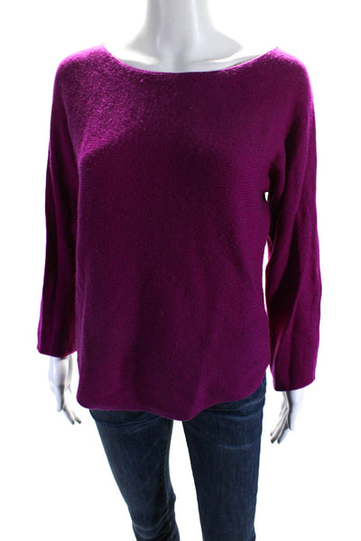 Vince Womens Long Sleeve Scoop Neck Sweater Magenta Wool Size Small
