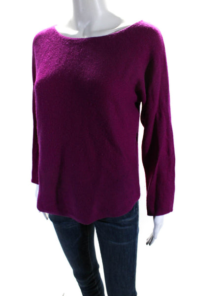 Vince Womens Long Sleeve Scoop Neck Sweater Magenta Wool Size Small