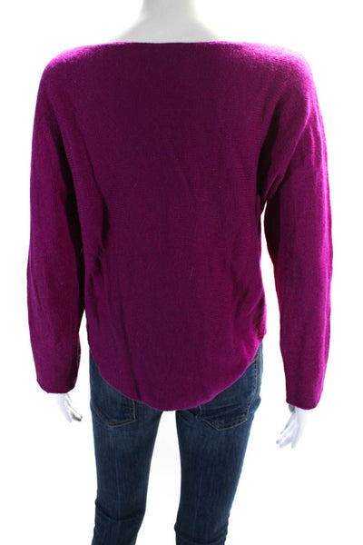 Vince Womens Long Sleeve Scoop Neck Sweater Magenta Wool Size Small