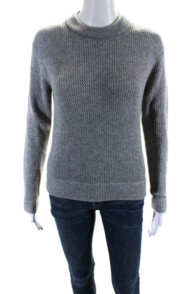 Michael Michael Kors Womens Crew Neck Open Knit Sweater Gray Wool Size XS