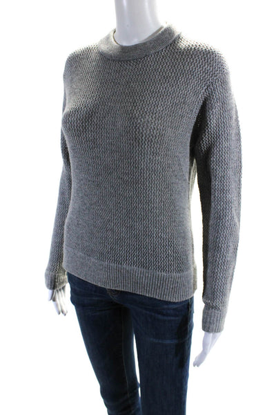 Michael Michael Kors Womens Crew Neck Open Knit Sweater Gray Wool Size XS