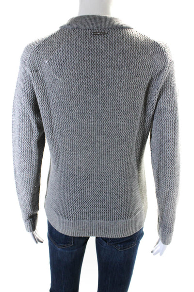 Michael Michael Kors Womens Crew Neck Open Knit Sweater Gray Wool Size XS