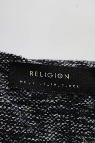 Religion Mens Cotton Tight-Knit Long Sleeve Crewneck Sweater Navy Blue Size M