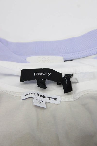 Theory Women's Crewneck Short Sleeves Basic T-Shirt White Size L Lot 3