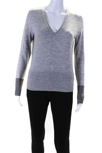 Rag & Bone Women's V-Neck Long Sleeves Pullover Knit Sweater Gray Size S