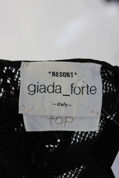 Giada Forte Women's Round Neck Long Sleeves Lace Blouse Black Size 1