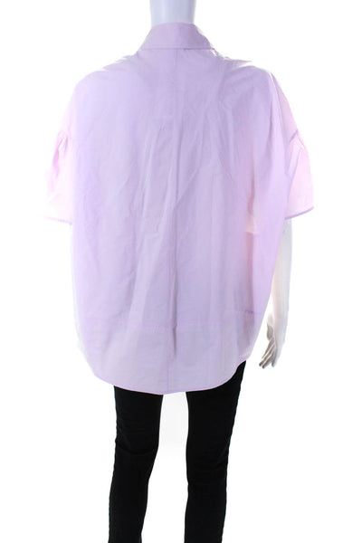 COS Women's Collared Cap Sleeves Button Down Cotton Blouse Pink Size 4