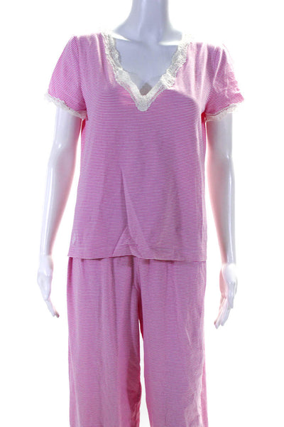 Lauren Ralph Lauren Women's Short Sleeves Two Piece Pajama Set Stripe Size M