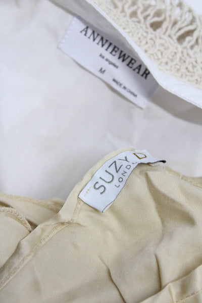 Anniewear Suzy D Womens Crochet Layered Shift Dresses White Tan Size S M Lot 2