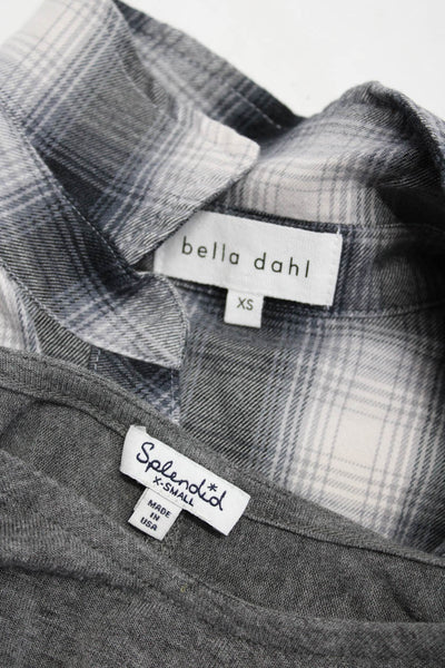 Bella Dahl Women's Long Sleeves Button Up Tie Waist Plaid Blouse Size XS Lot 2