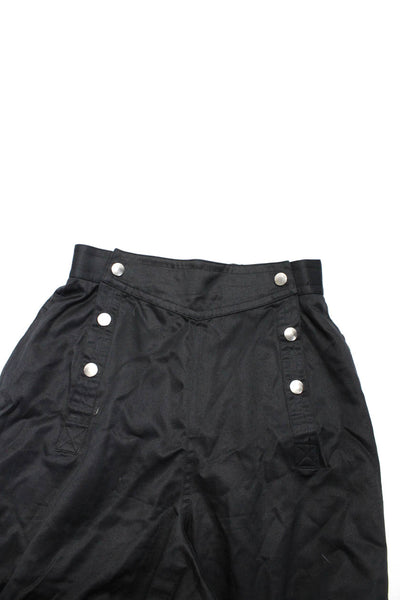 Yamamoto Kansai Women's Elastic Button Closure Waist Crop Pant Black Size S