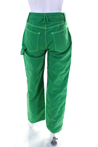 Good American Womens 100% Cotton High Rise Relaxed Straight Pants Green Size 00