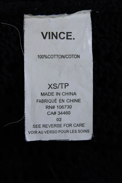 Vince Womens Sheer Cotton Knit Round Neck Sleeveless Mini Dress Navy Size XS