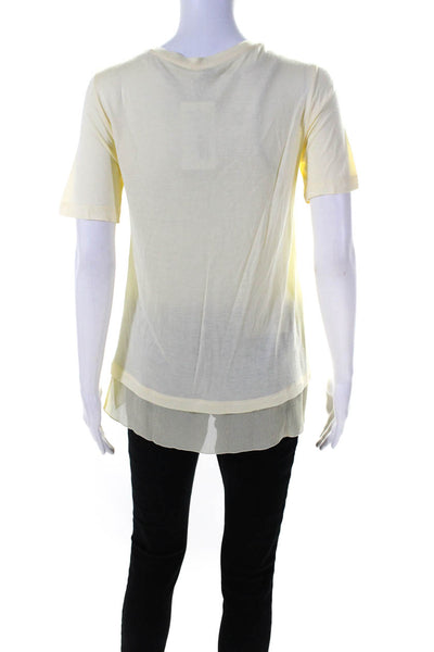 Vince Womens Stretch V-Neck Short Sleeve Pullover T-Shirt Top Yellow Size XS