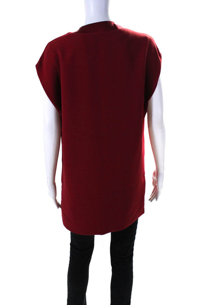 Vince Womens V-Neck Sleeveless Pullover Tunic Blouse Top Red Size XS