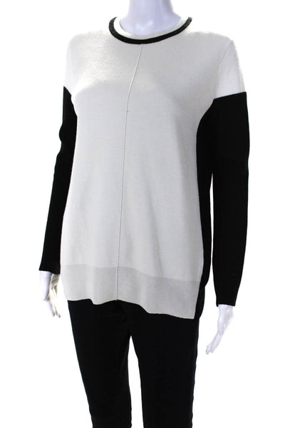 Vince Womens Wool Blend Two-Toned Long Sleeve Pullover Sweater Top White Size XS