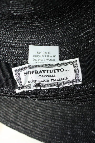 Soprattutto Women's  Ruffle Straw Panama Hats Black Green One Size