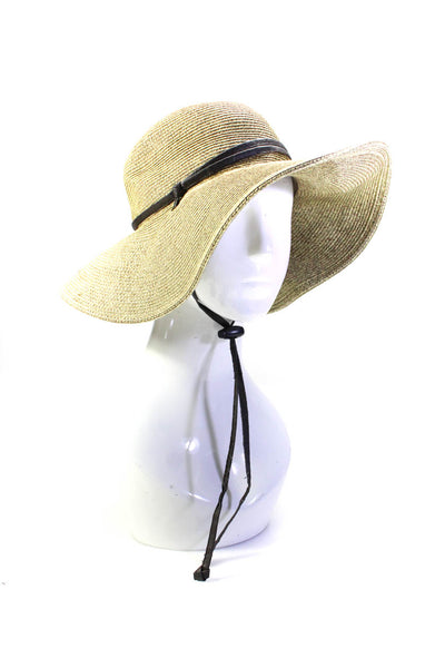 Soprattutto Women's  Ruffle Straw Panama Hats Black Green One Size