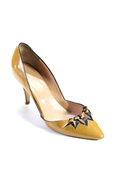 Sigerson Morrison Womens Pointed Toe Cut Out Pumps Brown Patent Leather Size 8