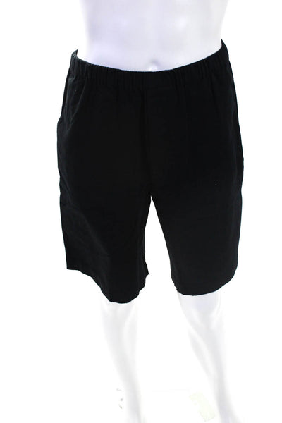 ATM Mens Elastic Waist Distressed Hem Twill Casual Shorts Black Size Large