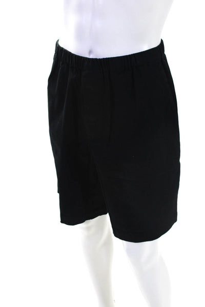 ATM Mens Elastic Waist Distressed Hem Twill Casual Shorts Black Size Large