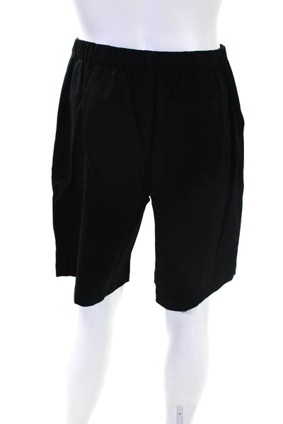 ATM Mens Elastic Waist Distressed Hem Twill Casual Shorts Black Size Large