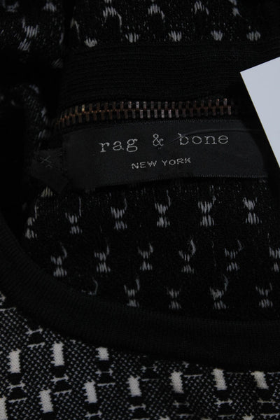 Rag & Bone Womens Short Sleeve Knit Crew Neck Sheath Dress Black White Size XS