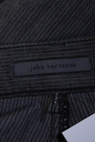 John Varvatos Mens Striped Buttoned Flat Front Straight Pants Gray Size 32R