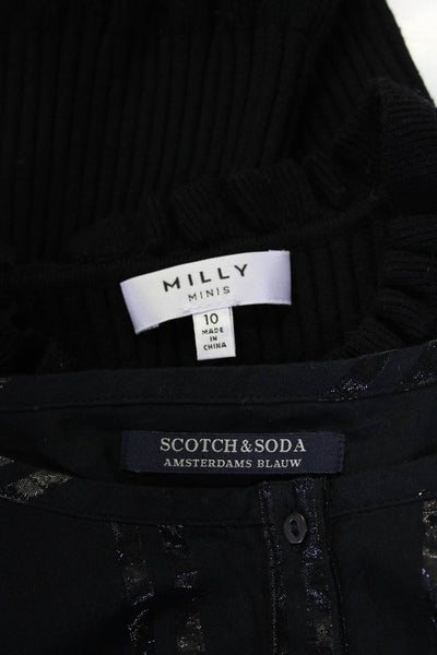 Milly Minis Scotch & Soda Girls Black Ribbed Ruffle Tank Top Size 10 lot 2