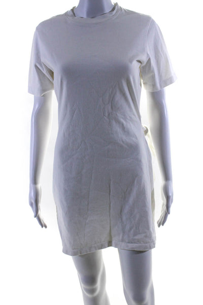 Vince Womens White Crew Neck Tie Back Short Sleeve Shirt Dress Size XS
