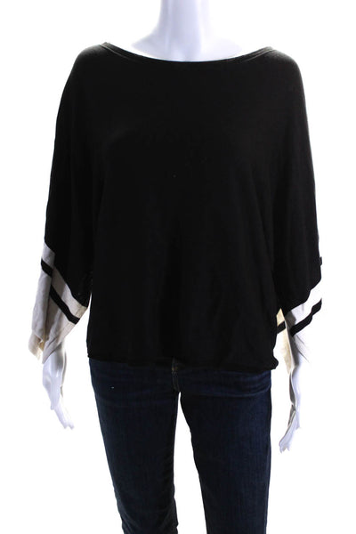 Eileen Fisher Womens Round Neck Long Sleeve Pullover Blouse Top Black Size S