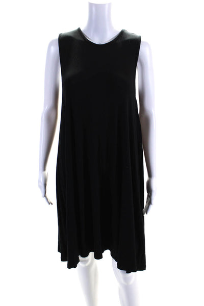 Cynthia Rowley Womens Stretch Round Neck Sleeveless Midi Dress Black Size S