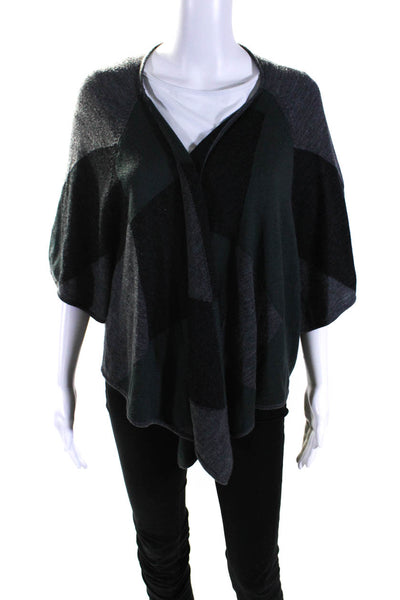 Joie Womens Wool Geometric Colorblock Open Front Poncho Cardigan Gray Size XS
