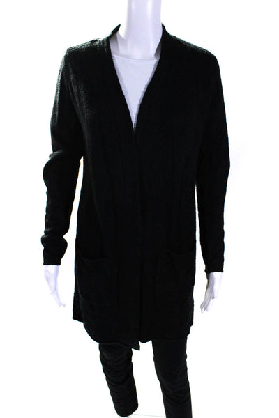 Barefoot Dreams® Womens Textured Open Front Duster Cardigan Black Size XS