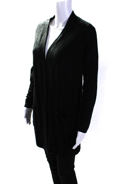Barefoot Dreams® Womens Textured Open Front Duster Cardigan Black Size XS