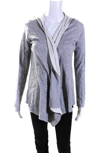 Soft Joie Womens Cotton Drape Open Front Long Sleeve Hooded Cardigan Gray Size S