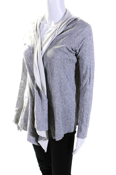 Soft Joie Womens Cotton Drape Open Front Long Sleeve Hooded Cardigan Gray Size S