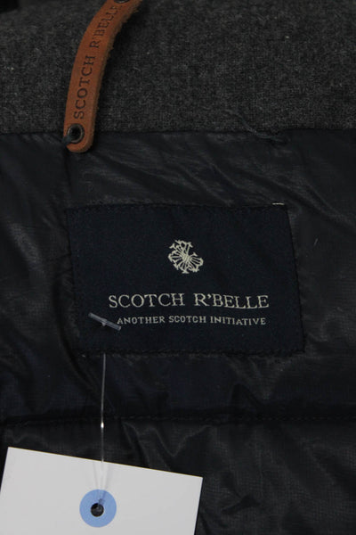 Scotch R'Belle Boys Gray/Navy Hooded Full Zip Long Sleeve Puffer Coat Size 10