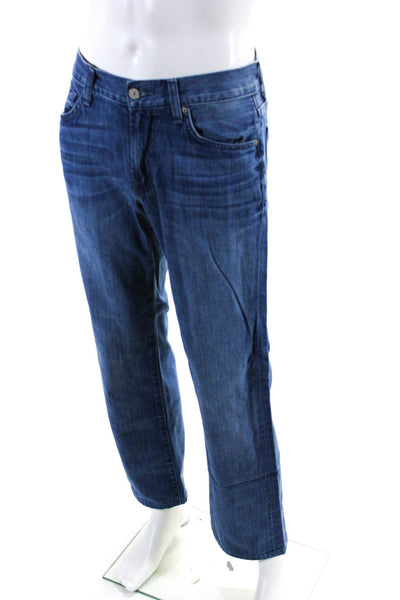 7 For All Mankind Mens Cotton Five Pocket Straight Leg Jeans Blue Size 30